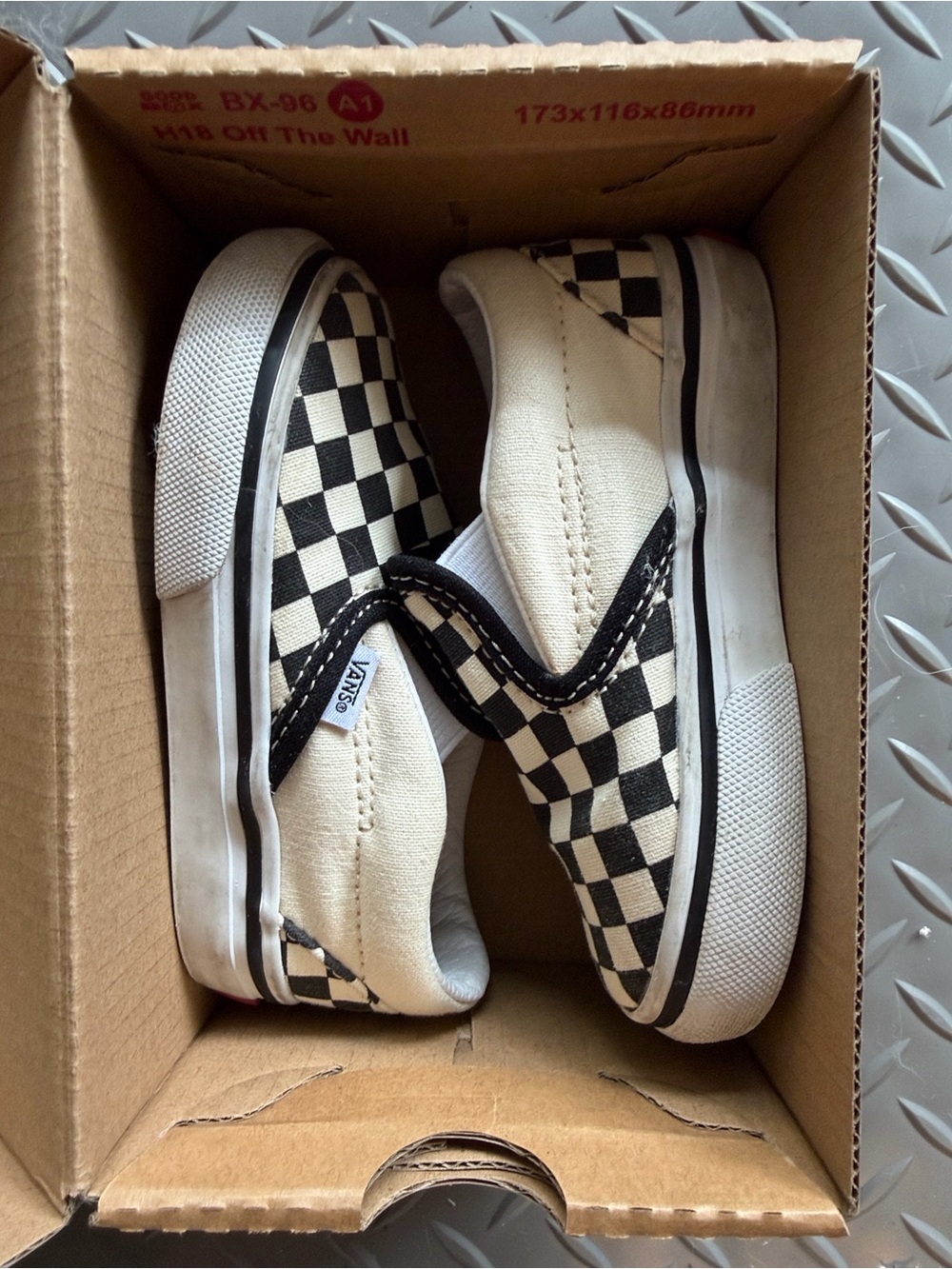 Vans Kids 6c Checkerboard Slip-On Sneakers - Black & White